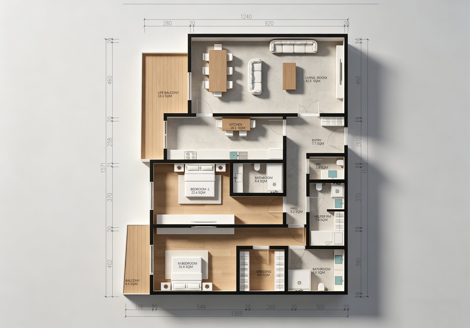 Plan de l’appartement TAPE-B à Gombe