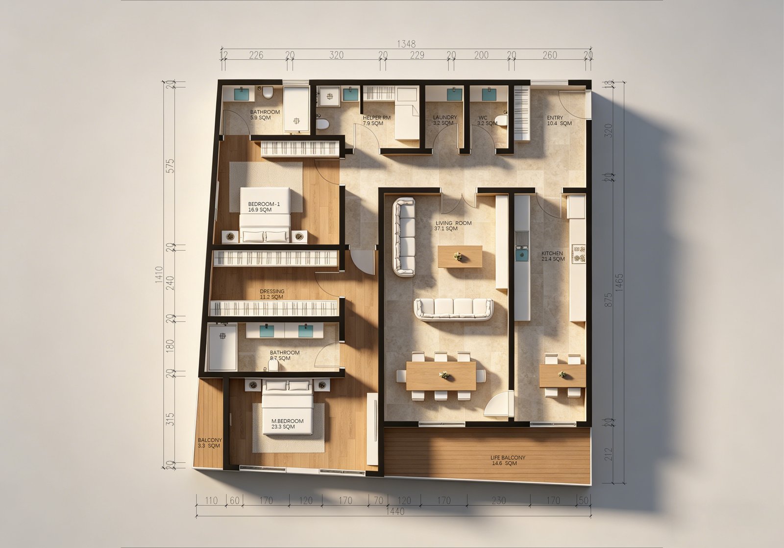 Plan de l’appartement TAPE-B2 à Gombe