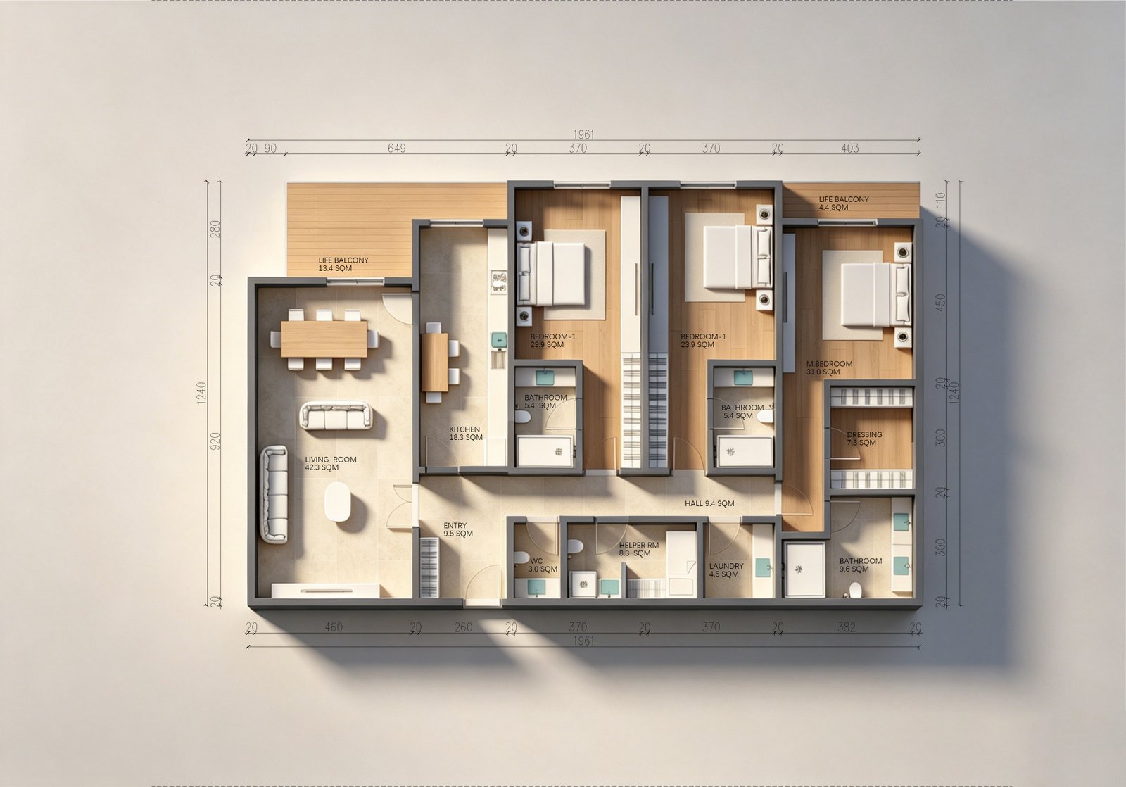 Plan de l’appartement TAPE-A2 à Gombe